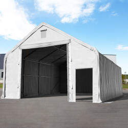 TOOLPORT Ponyva csarnok, 10x12m, PRIMEtex-ponyva, szürke, statikai megerősítéssel (föld alap) Ponyva raktár - (48690)
