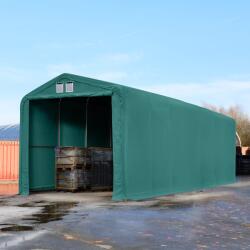 TOOLPORT Ponyva csarnok, 4x16m, PVC ponyva, sötét zöld, statikai megerősítéssel (föld alap) Ponyva raktár - (49650)
