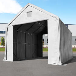 TOOLPORT Ponyva csarnok, 4x8m, PRIMEtex-ponyva, szürke, statikai megerősítéssel (föld alap) Ponyva raktár - (48666)