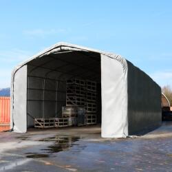 TOOLPORT Ponyva csarnok, 6x12m, PRIMEtex-ponyva, szürke, statikai megerősítéssel (beton alap) Ponyva raktár - (49452)