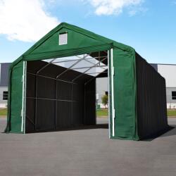 TOOLPORT Ponyva csarnok, 6x12m, PRIMEtex-ponyva, sötét zöld, statikai megerősítéssel (föld alap) Ponyva raktár - (49834)