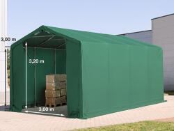 TOOLPORT Ponyva csarnok, 4x8m, PVC ponyva, sötét zöld, statikai megerősítés nélkül Ponyva raktár - (79862)