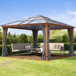 TOOLPORT Kerti pavilon, 4x4m, keménytető, 4 oldalpanellel együtt, loft szürke Szanetli, Kerti gazebo - (300197)