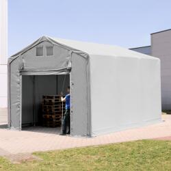 TOOLPORT Ponyva csarnok, 4x6m, PVC ponyva, szürke, statikai megerősítéssel (föld alap) Ponyva raktár - (93846)