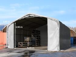 TOOLPORT Ponyva csarnok, 7x7m, PVC ponyva, szürke, statikai megerősítéssel (föld alap) Ponyva raktár - (49467)