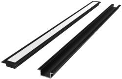 LED line PRIME süllyeszthető LED profil szett fekete - opál fedlappal, rögzítőkkel és végzárókkal (LL-203693)