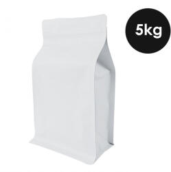  Pungă Pentru Cafea Box Bottom 5kg Zip Cu Supapă Albă 150 Buc