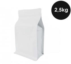  Pungă Pentru Cafea Box Bottom 2, 5kg Zip Cu Supapă Albă 300 Buc
