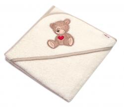 Baby Nellys Frottír törölköző kapucnival, 80x80cm Édes álmok TEDDY - ekrü
