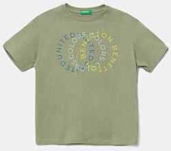 Benetton gyerek pamut póló zöld, nyomott mintás, 3I1XC10OO - zöld 140