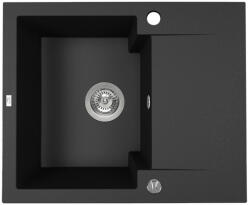 Laveo PICO 45S mini fekete szemcsés gránit mosogató helytakarékos szifonnal (SRH_713Y) - mosibolt