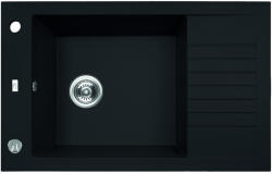 Laveo PIONIER minicsepptálcás matt fekete mosogató automata dugókiemelős, helytakarékos szifonnal (SRR_713B) - mosibolt