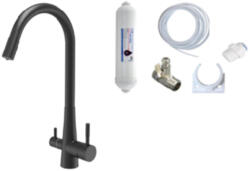 Laveo RIVECO rugalmas tömlős viztisztítós szett, matt fekete (BRIAB68D)