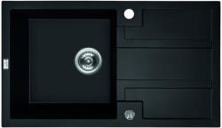 Laveo BARBADOS matt fekete csepptálcás mosogató dugókiemelős helytakarékos szifonnal (SRB_711B)