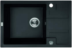 Laveo BARBADOS matt fekete mini csepptálcás mosogató dugókiemelős helytakarékos szifonnal (SRB_713B)