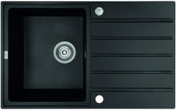 Laveo MARGARITA csepptálcás matt fekete mosogató automata dugókiemelős, helytakarékos szifonnal (SRM_711B) - mosibolt