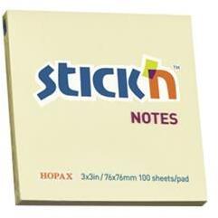 STICK N Öntapadó jegyzettömb, 76x76 mm, 100 lap, STICK N, pasztellsárga (SN21007) - hazunktajan