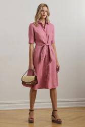 Ralph Lauren vászon ruha rózsaszín, midi, harang alakú, 200905667 - rózsaszín 36