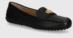 Lauren Ralph Lauren bőr mokaszin Barnsbury fekete, női, lapos talpú, 802942768001 - fekete Női 35.5