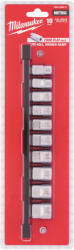 Milwaukee 3/8 Dugókulcsok rövid, Metrikus, tartósínen 10 db (4932492507)