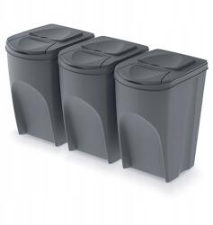 Prosperplast Szelektív hulladékgyűjtő kosár szett szürke 3 x 35L Sortibox IKWB35S3-405U (IKWB35S3-405U)