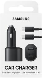 Samsung Bliszteres EP-L5300XBEGEU Fekete Gyári Autós Gyorstöltő USB és Type-C Csatlakozóval, EP-DN975BBE Type-C - Type-C Adatkábellel 3000 mah Max 45 W
