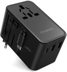 Choetech TÖLTŐ USB-C*2+USB-A*2 (70W, kábeles, US, UK, EU, AU), Choetech (PD5022) - nyomtassingyen