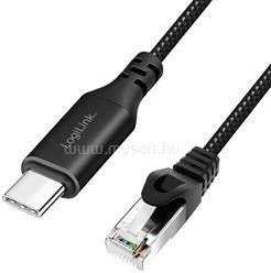 LogiLink USB 3.2 Type-C Ethernet kábel, C/M RJ45/M, 1 Gbps, aktív, fekete/szürke, 1, 5 m (LOGILINK_CU0411) (LOGILINK_CU0411)