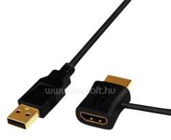 LogiLink HDMI hálózati adapter, USB-A/M - HDMI-A/M + HDMI-A/F, 0, 15 m (LOGILINK_CH0081) (LOGILINK_CH0081)