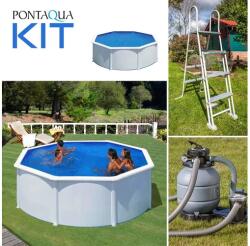 Pontaqua KIT WHITE kerek fémfalas családi medence szett 3, 5 x 1, 2 m (FFA_870)