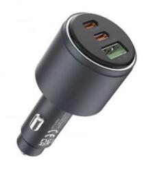 DEVIA Extreme Metal autós töltő USB+2 Type-C aljzat 65W, PD gyorstöltő 3.0 fekete (EA508_B)