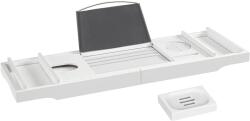 SONGMICS Bambusz kihúzható és állítható tálca kádhoz, (75-109) x 4, 5 x 23 cm, fehér Outlet
