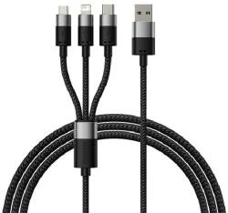 Baseus STARSPEED adatkábel 3in1 (USB - lightning/microUSB/Type-C, 3.5A, PD gyorstöltő, 60cm) FEKETE
