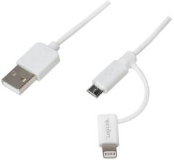 LogiLink Cablu USB 2.0 USB-A/M - Micro-USB + Lightning/M, alb, 1 m