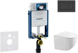 Geberit Kombifix - Falsík alatti szerelési rendszer, Gaia WC és softclose ülőke, Sigma30 gomb, matt fekete/fekete színben SANI15CA5105 (SANI15CA5105)