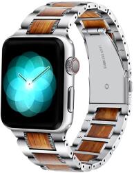 XPRO Apple Watch Rozsdamentes Acél Fa Berakással Szíj Ezüst / Barna Apple Watch 42mm S1-S3 / 44mm / 45mm / 46mm / 49mm Készülékhez