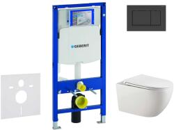 Geberit Duofix - Falsík alatti szerelési rendszer, Gaia WC és softclose ülőke, Sigma30 gomb, matt fekete/fekete színben SANI11CA5106 (SANI11CA5106)