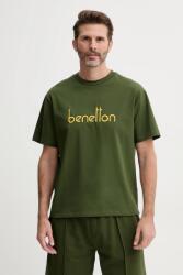 United Colors of Benetton tricou din bumbac bărbați, culoarea galben, cu imprimeu, 3MI6U109O 9BYH-TSM0FJ_78X (3MI6U109O)