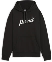 PUMA ESS+ Script Hoodie Női kapucnis pulóver PUMA Black White Rubber L fehér|fekete