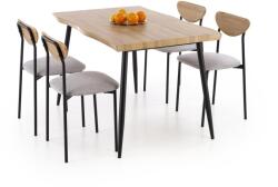 Halmar DICKY szett, étkezőasztal + 4 szék, téglalap alakú, szín: natúr/fekete/szürke