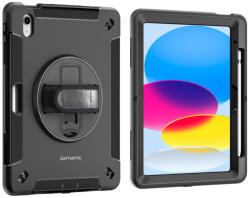 4smarts Rugged Apple iPad 10.9 2022 / iPad 11 2025 közepesen ütésálló tok kitámasztóval, fekete (4S540233) - phoner