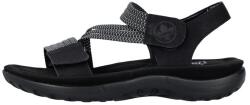 RIEKER Sandale dama, Rieker, 64870-00-Negru, casual, piele ecologica, cu talpa joasa, negru (Marime: 36)