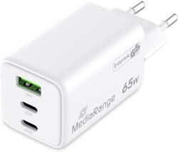 MediaRange HÁLÓZATI TÖLTŐ 2xUSB-C/1xUSB-A PD 3.0 QC 3.0 65W FEHÉR (MRMA116-2)