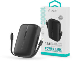 DEVIA Kintone Series - USB + Type-C - powerbank + Type-C/Lightning kábel - 10.000 mAh - fekete (ST387562)