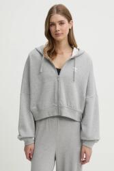 Adidas pamut melegítőfelső Essential szürke, női, melange, kapucnis, JN7844 - szürke S