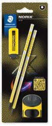 STAEDTLER Grafitceruza készlet, hegyezővel, radírral, HB, STAEDTLER "Norix® 181", sárga (TS181SBK21) - tintasziget