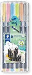 STAEDTLER Tűfilc készlet, 0, 3 mm, STAEDTLER "Triplus® 334", 6 különböző pasztell szín (334 SB6 PA10) - tintasziget