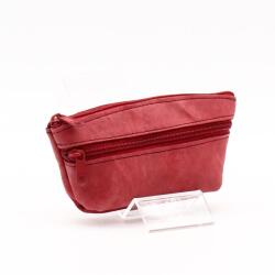 Amnisu piros gyűrt kettő cipzáras bőr kulcstartó b5011