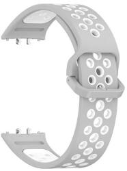 Samsung Galaxy Fit3 SM-R390, szilikon pótszíj, lyukacsos, légáteresztő, szürke/fehér