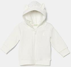 Benetton csecsemő melegítőfelső pamutból fehér, sima, kapucnis, 3J70A5017 - fehér 82